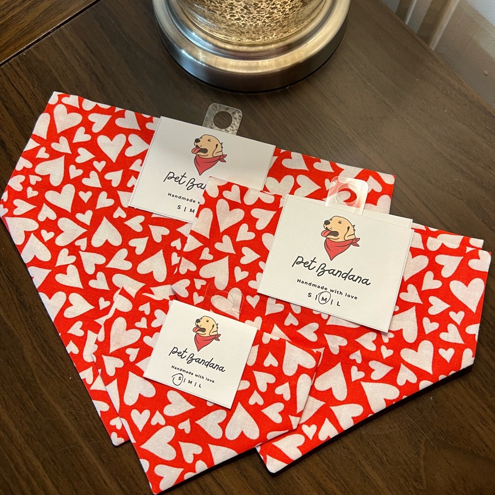 Pet Bandana Red Heart Design
